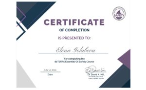Certificate of completion for doterra essential oil safety course page 0001 300x184